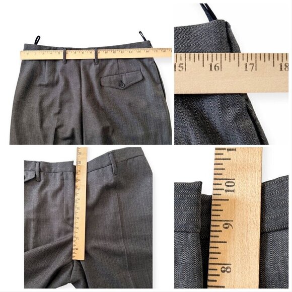 Prada Gray Wool Dress Pants, Size Italian 46/L, with matching belt, runway - Picture 16 of 16